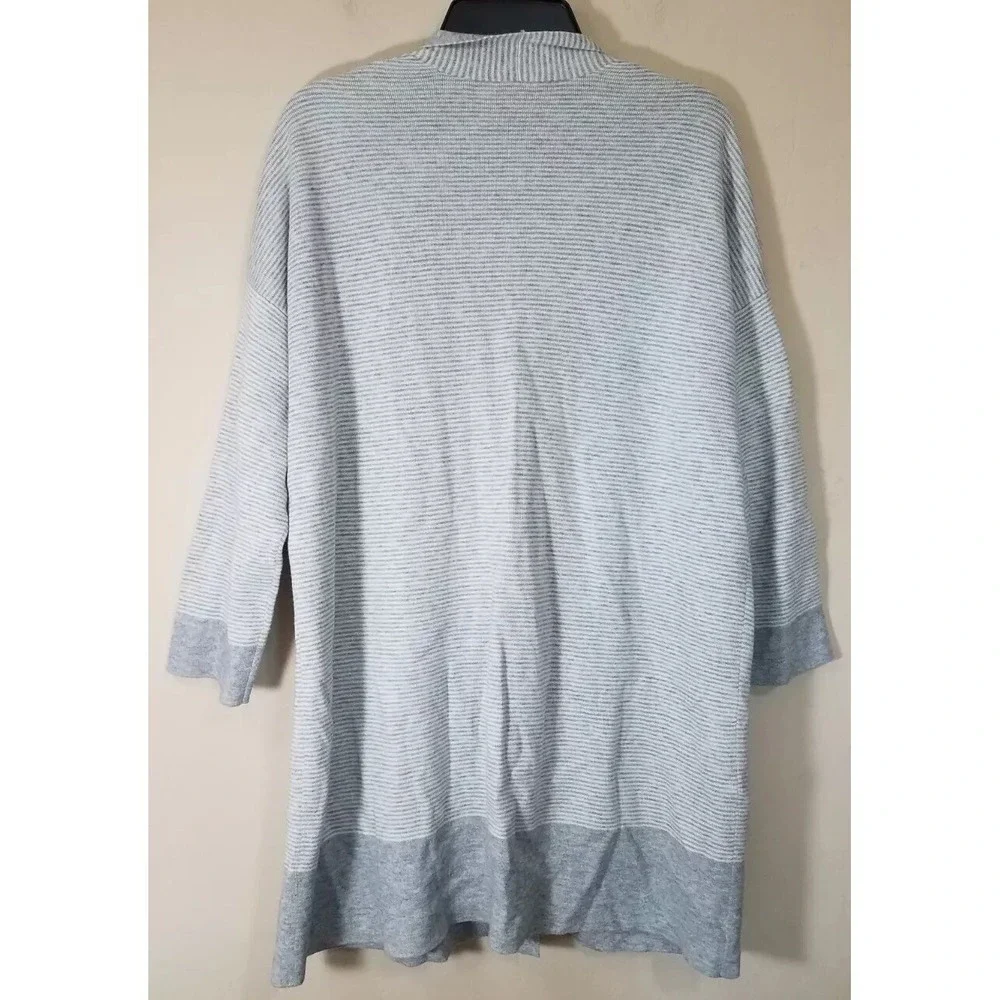 Eileen Fisher Organic Cotton Cashmere Reversible Cardigan Striped Sweater Size M